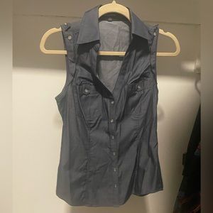Express studio fitted denim looking sleeveless shirt